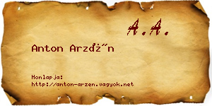 Anton Arzén névjegykártya